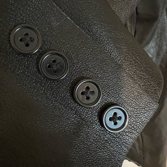 Faux Leather Double-Breasted Blazer - Picture 4 of 8